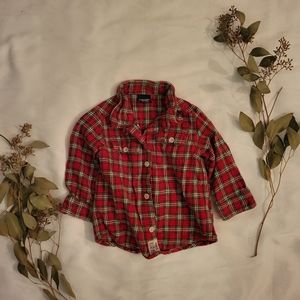 Oshkosh 18 month red and green flannel button up